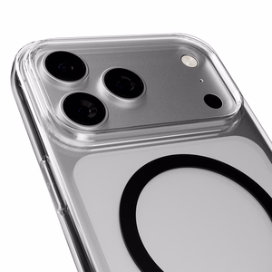 Puro Lite Mag TPU+PC viedtālruņa apvalks saderīgs ar MagSafe iPhone 17 Pro Max - caurspīdīgs ar melnu gredzenu