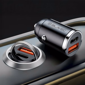Blavec Автомобильное зарядное устройство BS-02B-C Aero — USB + Type C — QC 3.0 18W PD 30W с кабелем Type C — Type C (CCBS02BCA-UCB) чёрный