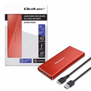 Qoltec 51831 korpuss | M.2 SSD | SATA | NGFF | USB 3.0 | Super speed 5Gb/s | 2TB | sarkans