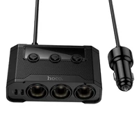 Auto lādētājs Hoco 2xUSB A + 2xUSB C+3x cigarešu šķiltavas pieslēgvietas PD QC3.0 240W Z64 melns