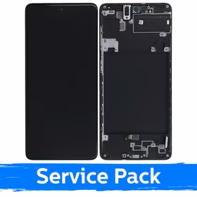 LCD Displejs Saderīgs ar Samsung A715 A71 Melns Ar Frame (Service Pack)