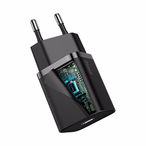 Baseus Super Si 20W USB-C lādētājs + USB-C – Lightning kabelis 1 m, melns