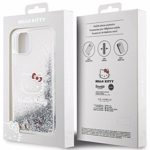 Hello Kitty šķidruma spīguļu piekariņa kaķa galvas viedtālruņa apvalks iPhone 11 / Xr - sudraba