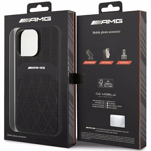 AMG AMHMP14XOSDBK iPhone 14 Pro Max 6.7" melns/melns cietais ādas apvalks ar izliekām līnijām MagSafe