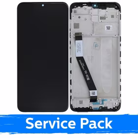 LCD Displejs Saderīgs ar Xiaomi Redmi 9 Ar Frame / Melns / (Service Pack)