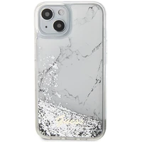 Guess Liquid Glitter Marble viedtālruņa apvalks iPhone 14 - balts