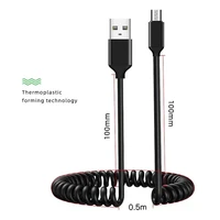 Spirālveida kabelis - USB uz Micro USB - 2A 1 metrs melns