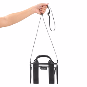 Case-Mate Micro Tote Bag water-resistant shoulder bag, Midnight Black / Clear