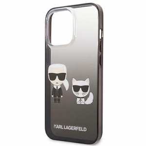 Чехол Karl Lagerfeld Gradient Ikonik Karl&Choupette для iPhone 13 Pro / iPhone 13 - чёрный