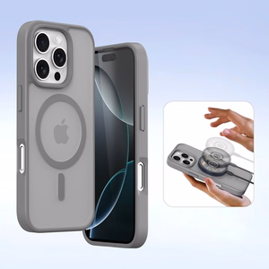 Dux Ducis Lawa ādas apvalks iPhone 16 Pro Max ar noņemamu magnētisko maku - pelēks