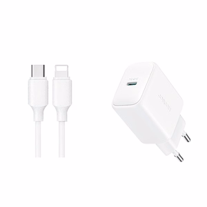 Joyroom JR-TCF20 USB-C PD 20W tīkla lādētājs - balts + USB-C / Lightning kabelis 1m