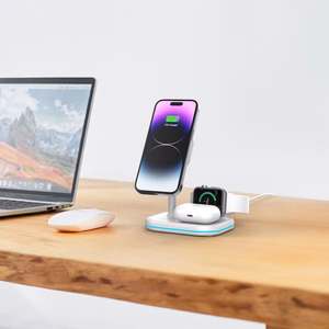 Tech-Protect QI15W-A27 3-in-1 indukcijas lādētājs ar MagSafe statīvu viedtālrunim / Apple Watch / AirPods - balts