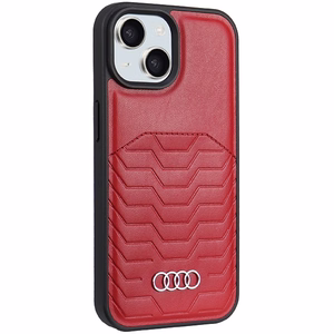 Audi Sintētiskās ādas viedtālruņa apvalks ar Magnētisko iPhone 15/14/13 - sarkans