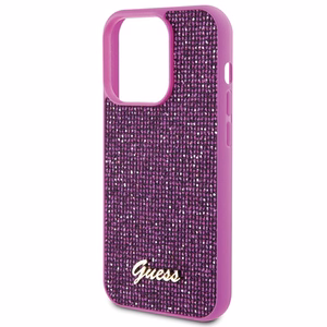 Guess Disko Metāla Uzraksts viedtālruņa apvalks iPhone 15 Pro - rozā