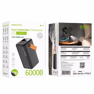 Ārējā baterija Power Bank Borofone BJ66B 22.5W+PD20W 60000mAh melns