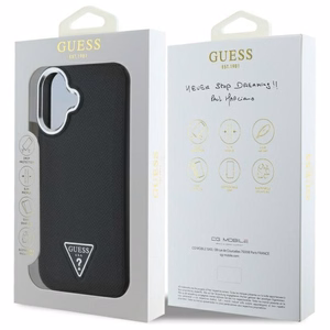 Guess GUHMP16MPGTSPSK iPhone 16 Plus 6.7" melns/melns cietais apvalks Graudains Trīsstūris MagSafe