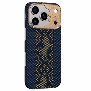 Zils Benks Magnetic Armor Air Knight kevlara vāciņš ar metāla rāmi (C.K.FL.AP.GD.C072), paredzēts iPhone 18 Pro / iPhone 17 Pro