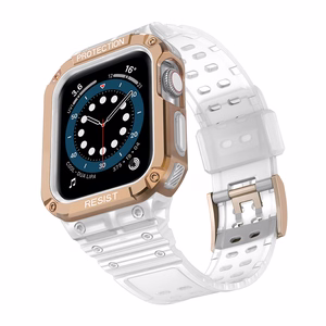 Protect siksniņa Apple Watch 38/40/41mm bruņots apvalks siksniņa - caurspīdīgs, rozā zelts