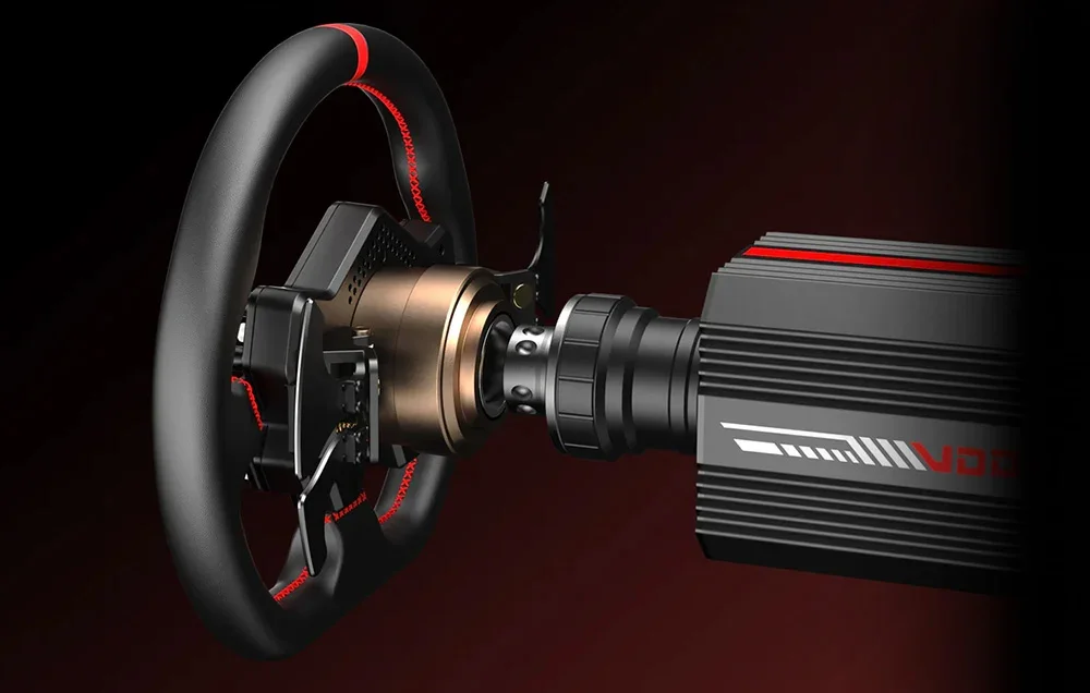 Izjaukts PXN stūres skats, kas parāda savienojumu ar VD6 bāzi un iekšējos mehāniskos komponentus