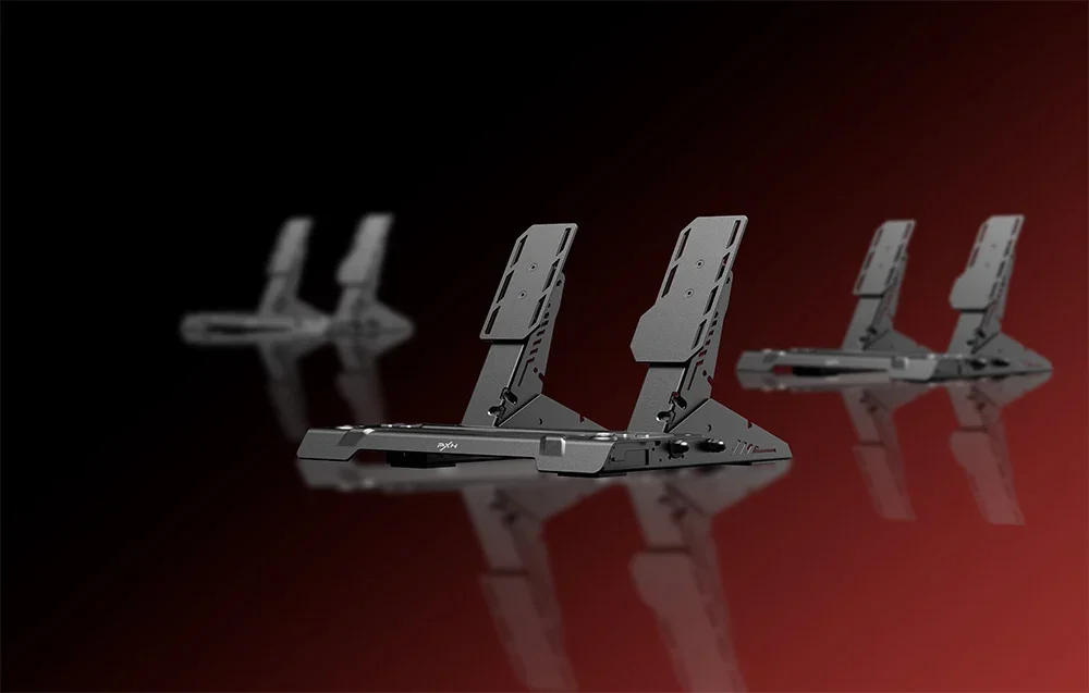 PXN pedals centrally positioned with two additional fuzzy sets on the sides against a gradient background