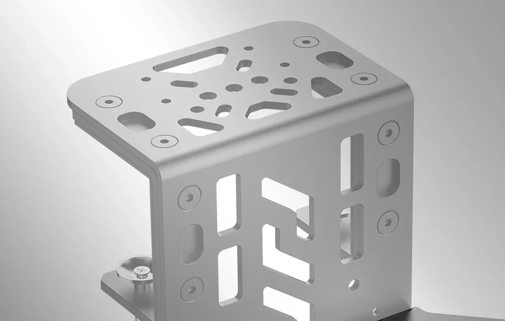 Close-up of the top of the mounting plate on a gray background