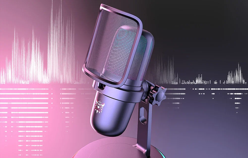 Onikuma microphone on colored background