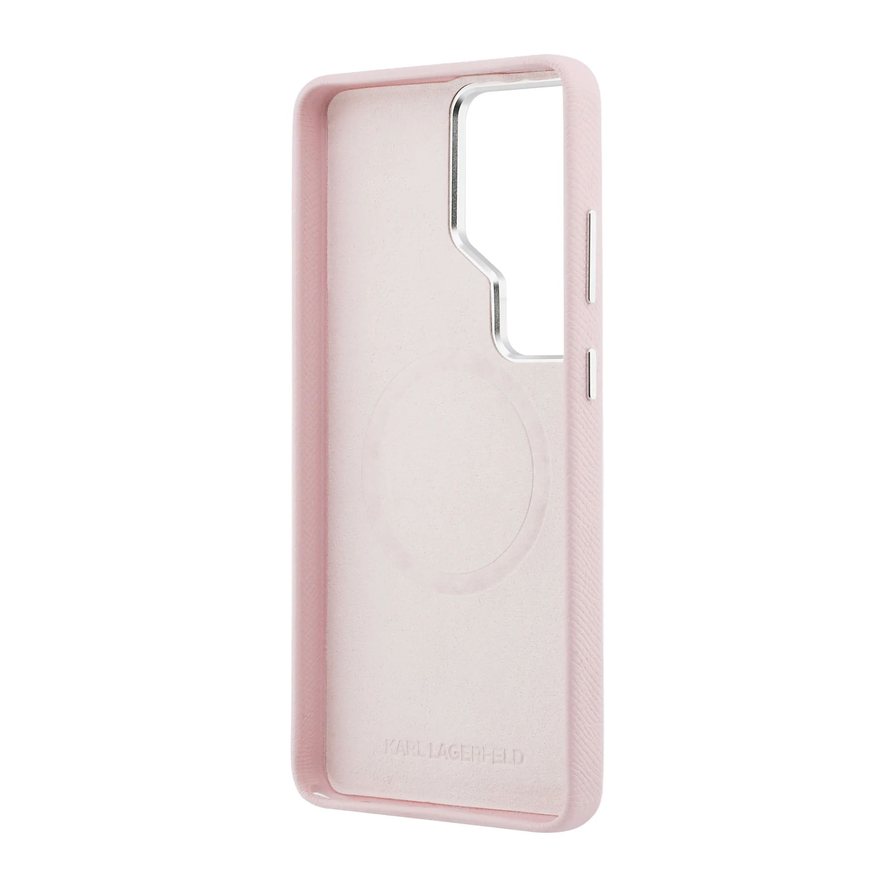 MagSafe ring inside the pink Karl Lagerfeld case