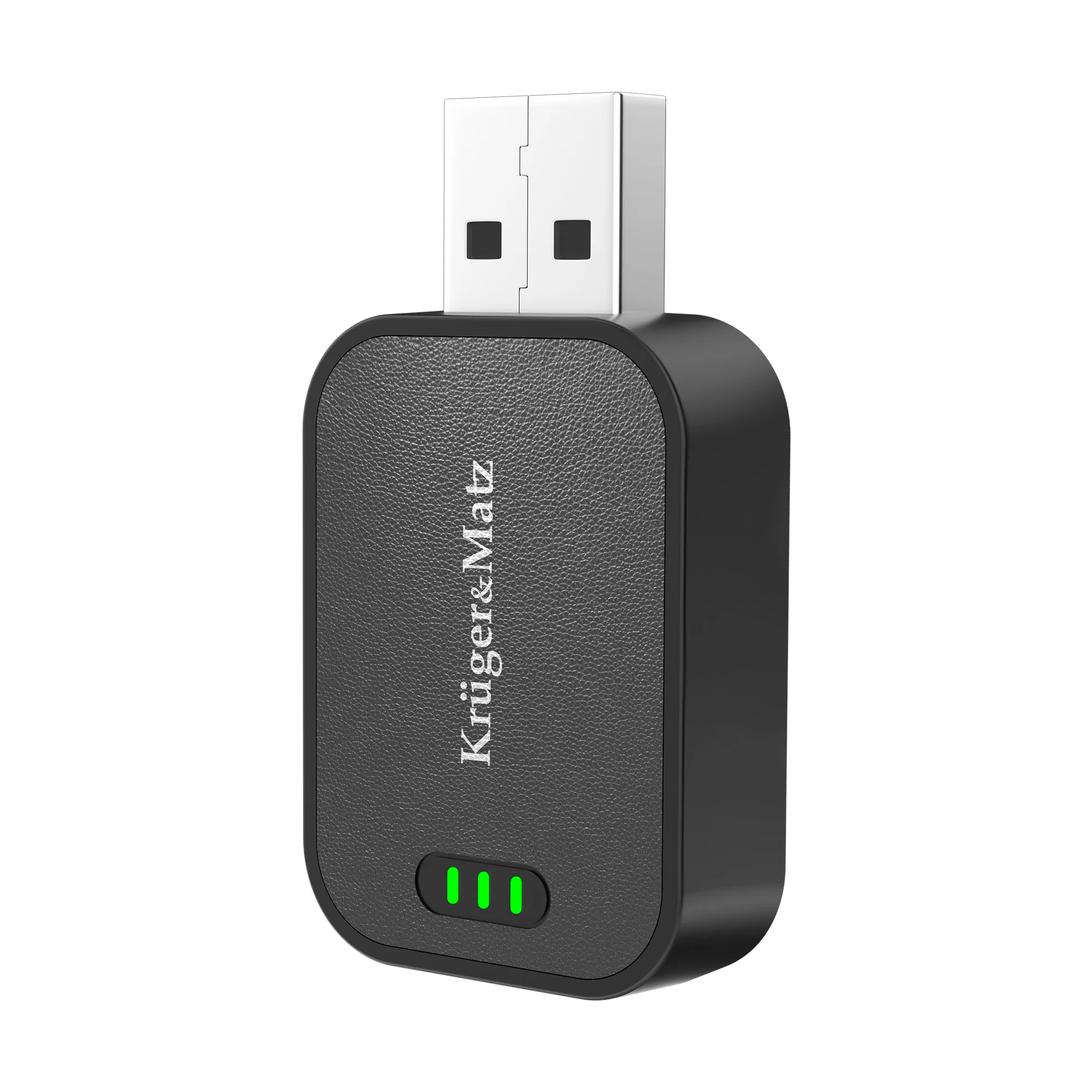Melns Kruger&Matz USB-A adapteris ar zaļu indikatora gaismu