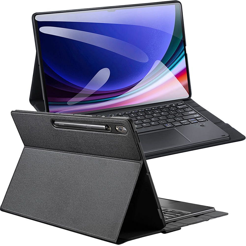 DUX DUCIS salokāms DK vāciņš ar bezvadu tastatūru ar apgaismojumu SAMSUNG Tab S10 Ultra/S9 Ultra/S8 Ultra melns