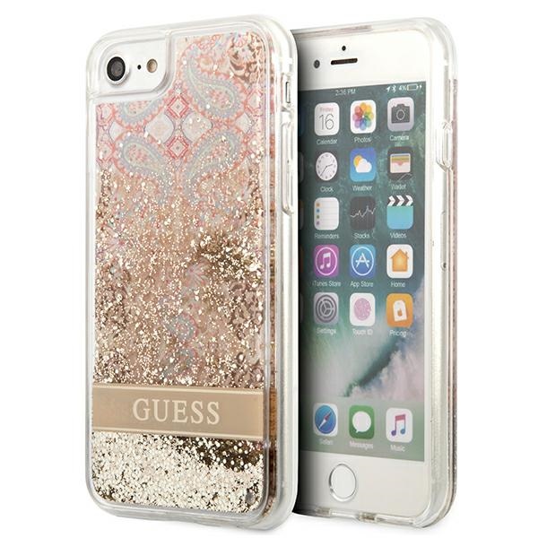 Guess Paisley Šķidro Spīdumu apvalks iPhone SE 2022 / SE 2020 / 7 / 8 - zelta