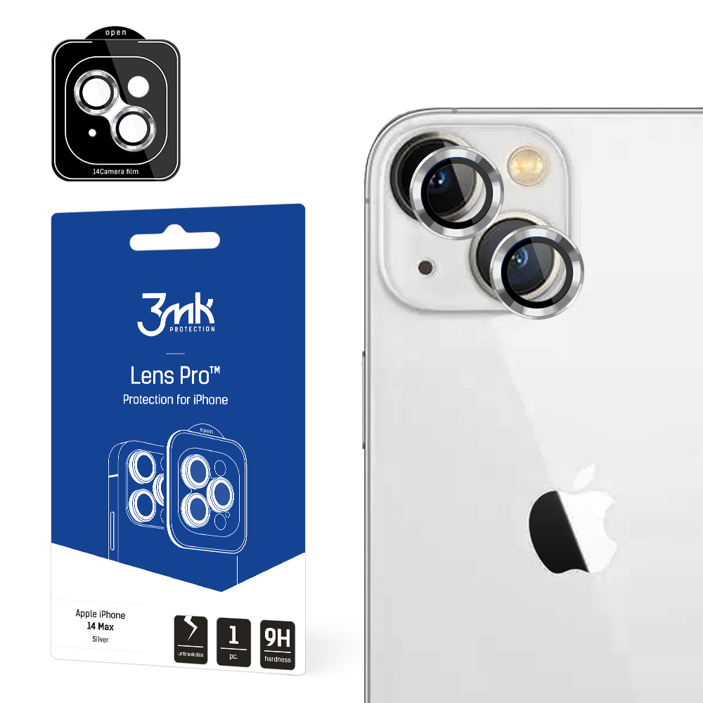 Kameras stikls iPhone 14 Plus 9H 3mk Lens Protection Pro Series lēcai - sudraba