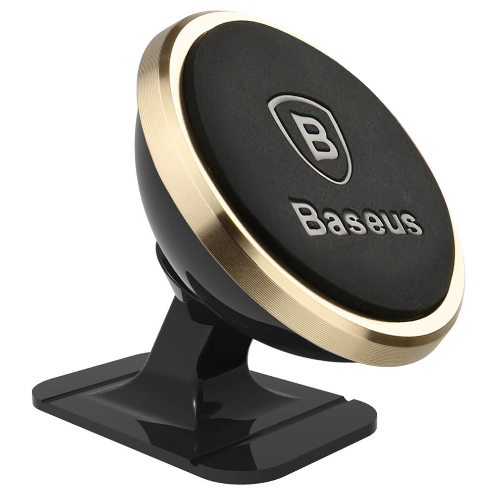 Car Holder Baseus "Overseas Edition" Black / Gold (magnetic / sticky pad)
