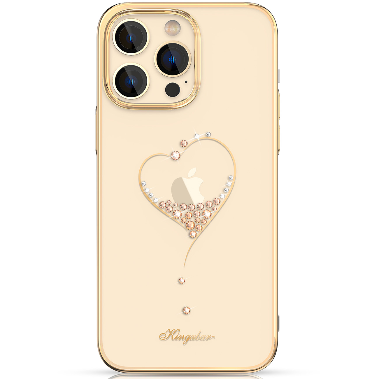 Kingxbar Wish Series silikonais viedtālruņa apvalks iPhone 14 Plus ar Swarovski kristāliem zelta krāsā
