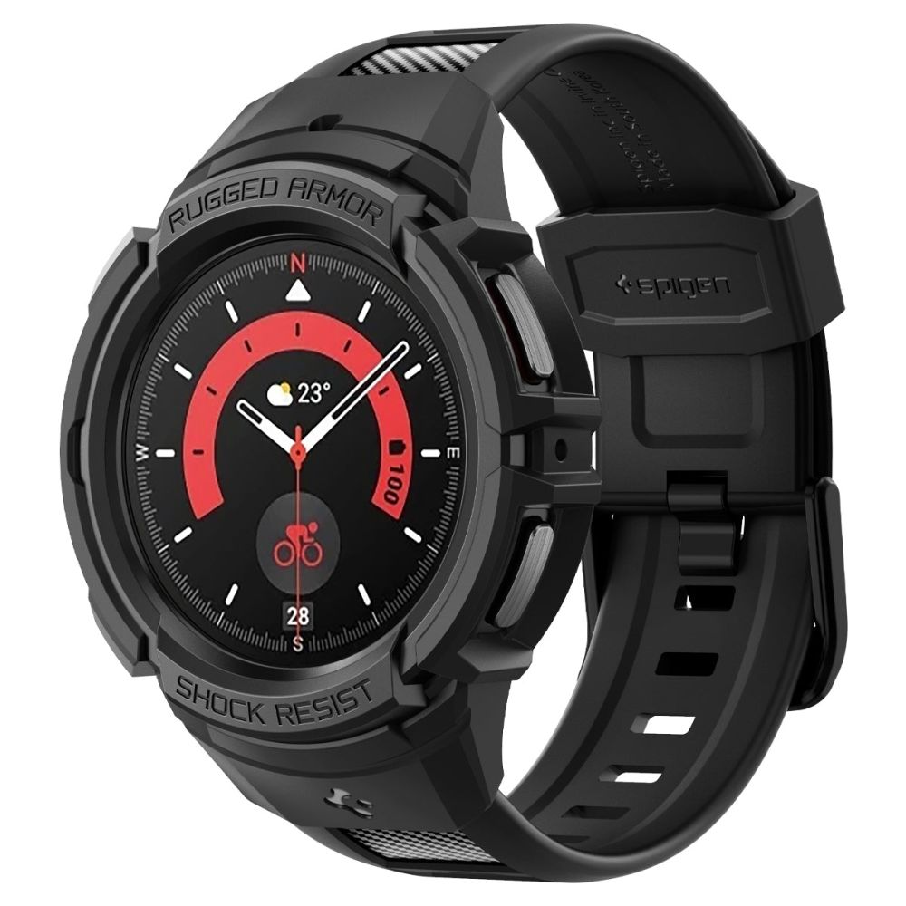 Spigen Rugged Armor Pro viedtālruņa apvalks ar siksniņu Samsung Galaxy Watch 5 Pro (45mm) - melns