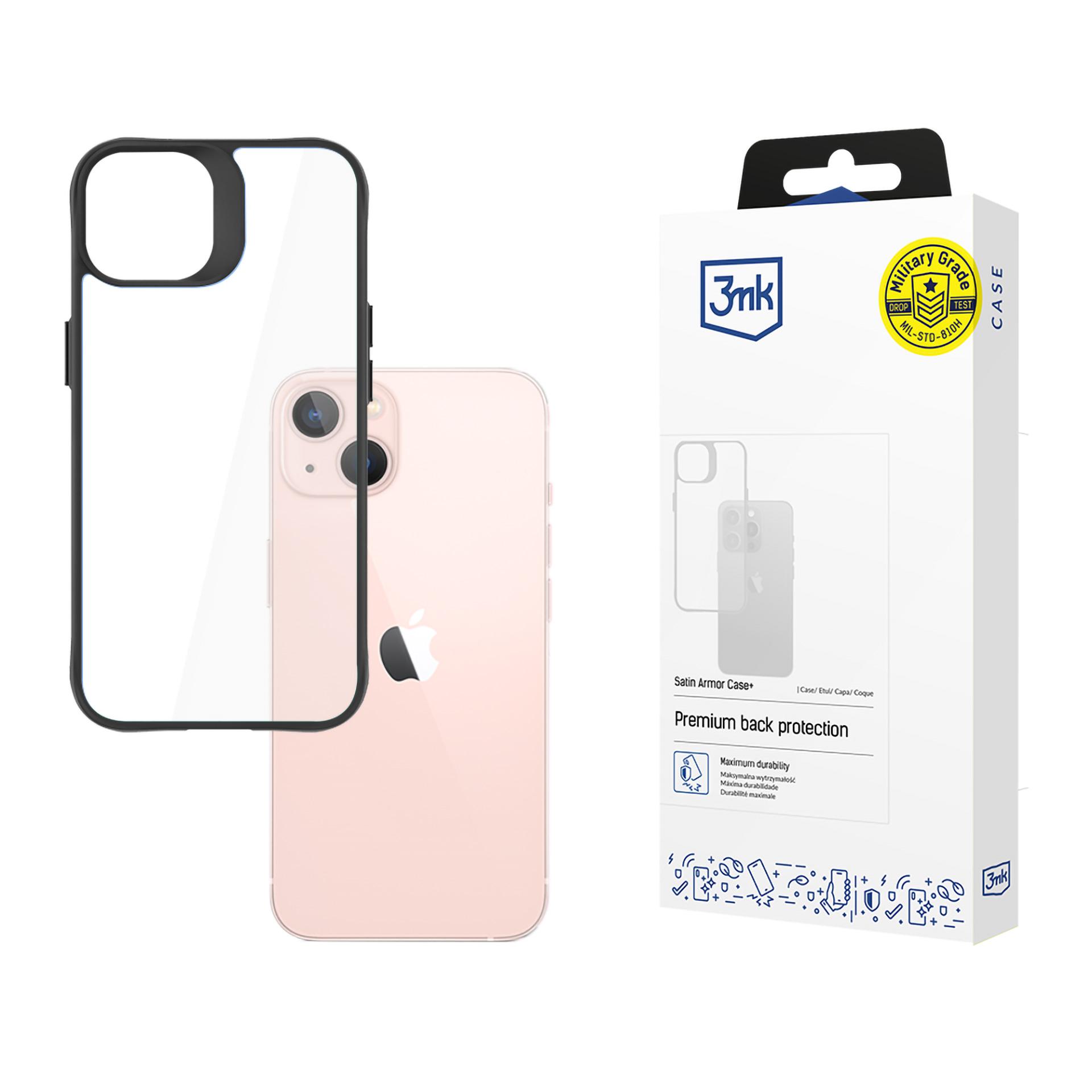 Viedtālruņa apvalks iPhone 14 3mk Satin Armor Case+ sērijas - melns