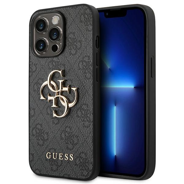 Guess 4G Big Metal Logo viedtālruņa apvalks iPhone 14 Pro - pelēks