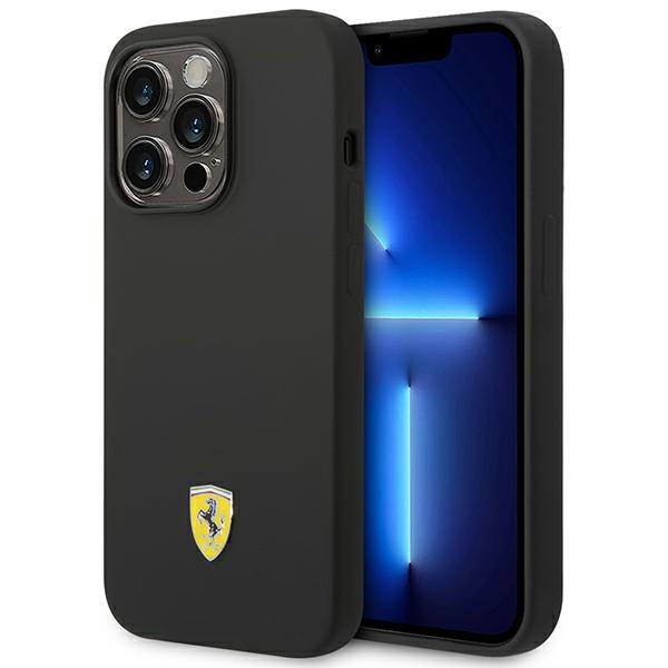 Viedtālruņa apvalks Ferrari FEHCP14LSIBBK iPhone 14 Pro 6.1 - melns silikona metāla logotips