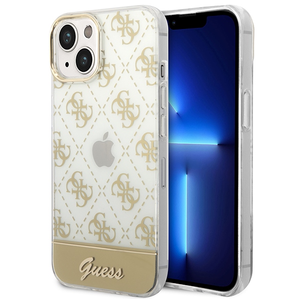 Guess GUHCP14MHG4MHG iPhone 14 Plus 6.7 "zeltains/zeltains cietais apvalks 4G Pattern Script