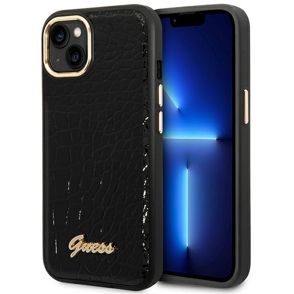 Guess GUHCP14MHGCRHK iPhone 14 Plus 6.7 "melns/melns cietais apvalks Croco Collection