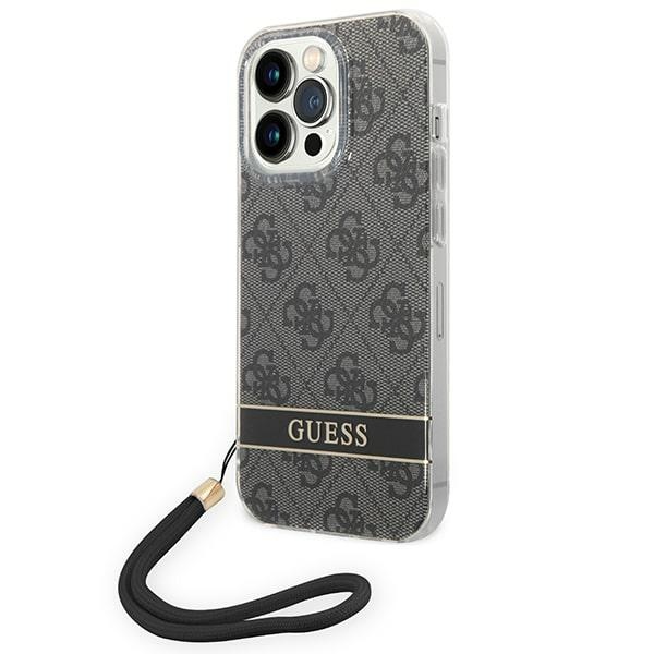 Guess GUOHCP14LH4STK iPhone 14 Pro 6.1 "melns / melns cietais apvalks 4G druka Siksna