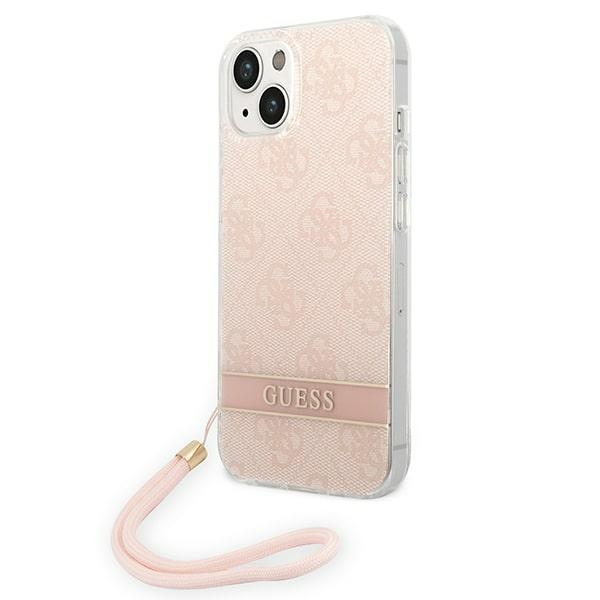Guess GUOHCP14MH4STP iPhone 14 Plus 6.7 "rozā / rozā cietais apvalks 4G druka Siksna