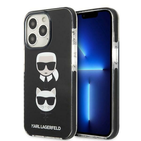 Viedtālruņa apvalks Karl Lagerfeld Karl&Choupette Head Case iPhone 13 Pro / iPhone 13 - melns
