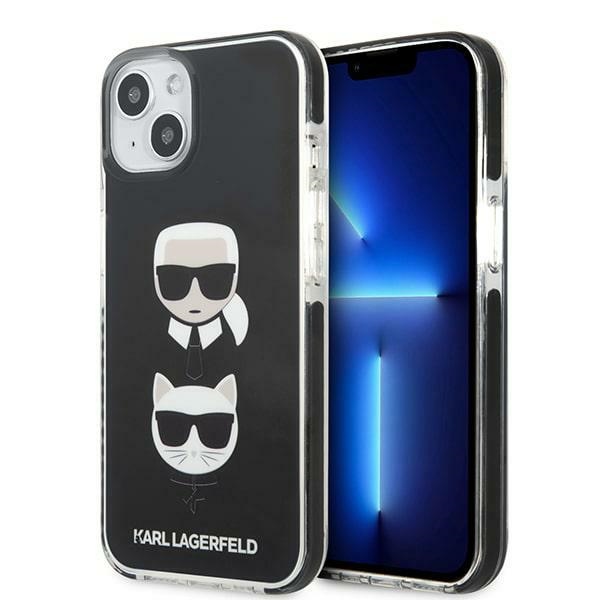 Viedtālruņa apvalks Karl Lagerfeld Karl&Choupette Head Case iPhone 13 - melns