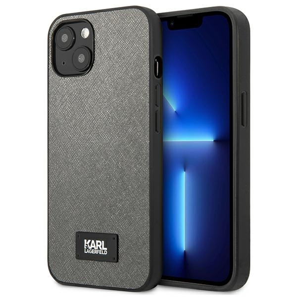 Karl Lagerfeld KLHCP13SSFMP2DG iPhone 13 mini 5,4 "sudraba cietais apvalks Saffiano Plaque