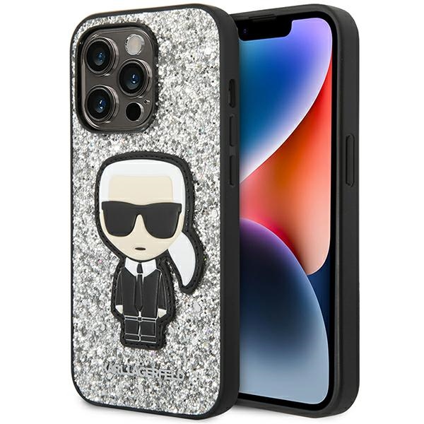 Karl Lagerfeld KLHCP14XGFKPG iPhone 14 Pro Max 6.7 "cietais apvalks sudraba / sudraba Mirdzošās Pārslas Ikonik