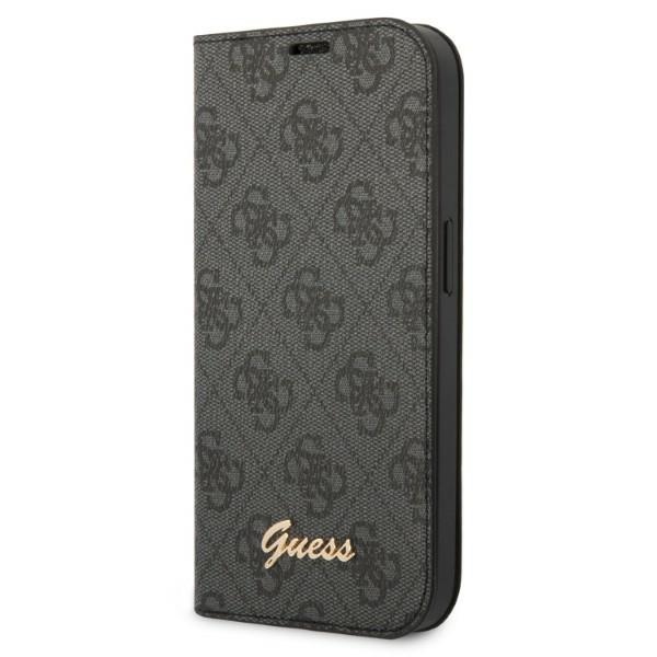 Guess GUBKP14SHG4SHK iPhone 14 6.1 "melna / melna grāmata 4G Vintage Gold Logo