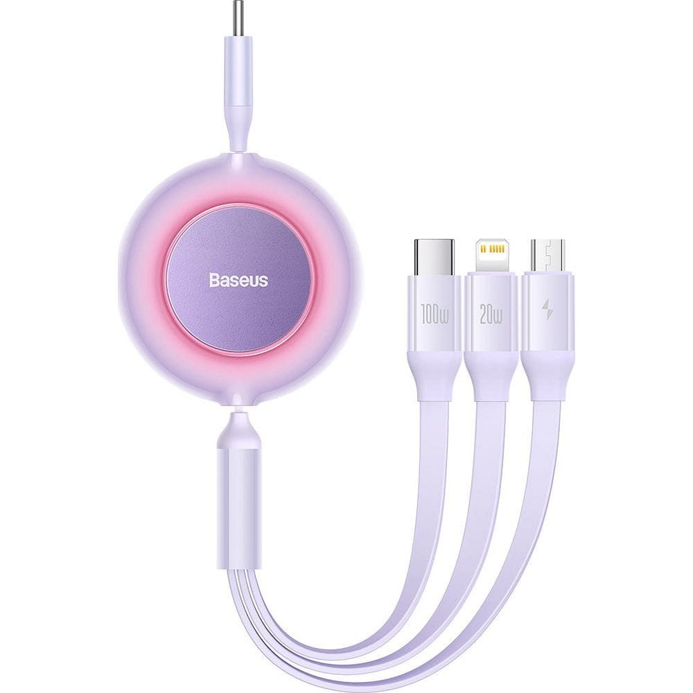BASEUS kabelis 3in1 Type-C uz Micro USB / Lightning / Type-C PD QC4.0 3,5A 100W CAMJ010205 1,1m Magnētiskais