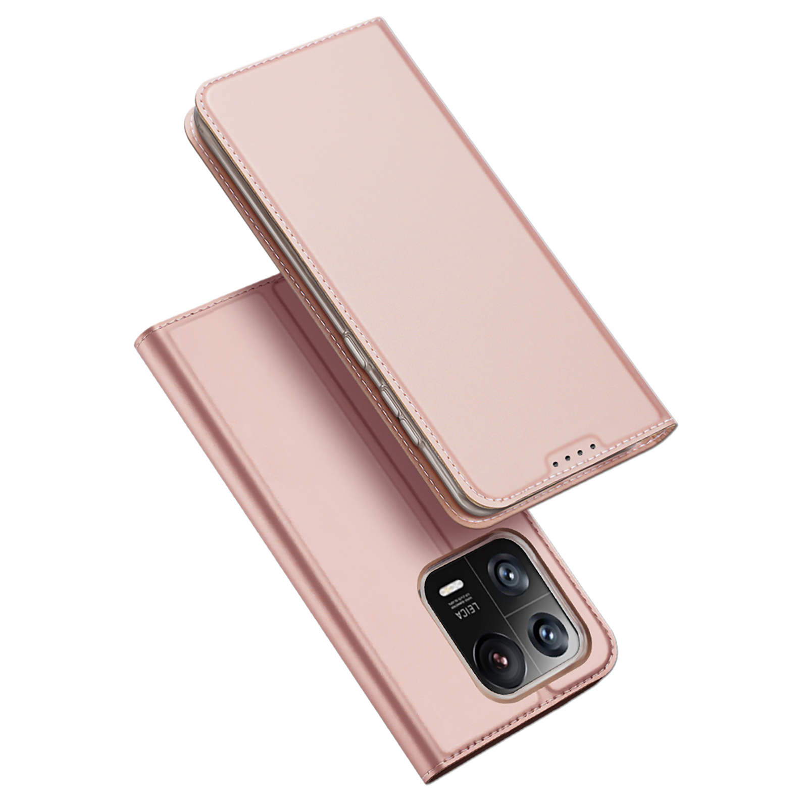 Dux Ducis Skin Pro viedtālruņa apvalks Xiaomi 13 Pro ar kartes turētāju un statīvu rozā
