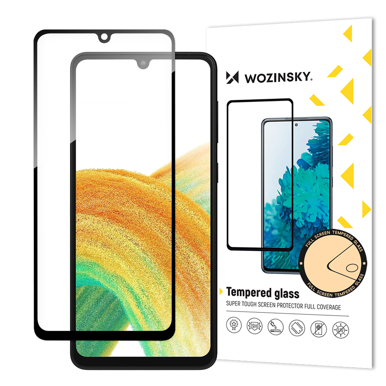 Wozinsky pilnās līmes rūdītais stikls Samsung Galaxy A34 5G 9H pilnekrāna pārklājums ar melnu rāmi