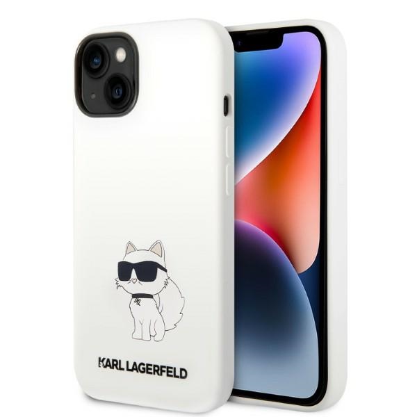 Karl Lagerfeld KLHMP14MSNCHBCH iPhone 14 Plus 6.7" balts silikona viedtālruņa apvalks Choupette, magnētiskais (MagSafe)